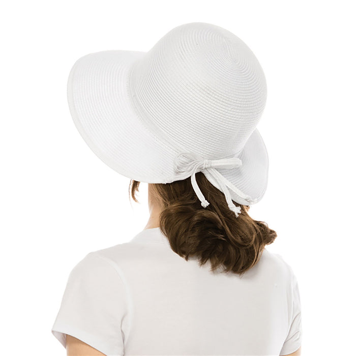 Washable Split Brim Straw Cloche with Double Bow - Boardwalk Style Facesaver Hat Boardwalk Style Hats