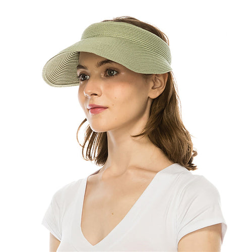 Washable Straw Clip On Sun Visor Hat - Boardwalk Style Visor Cap Boardwalk Style Hats