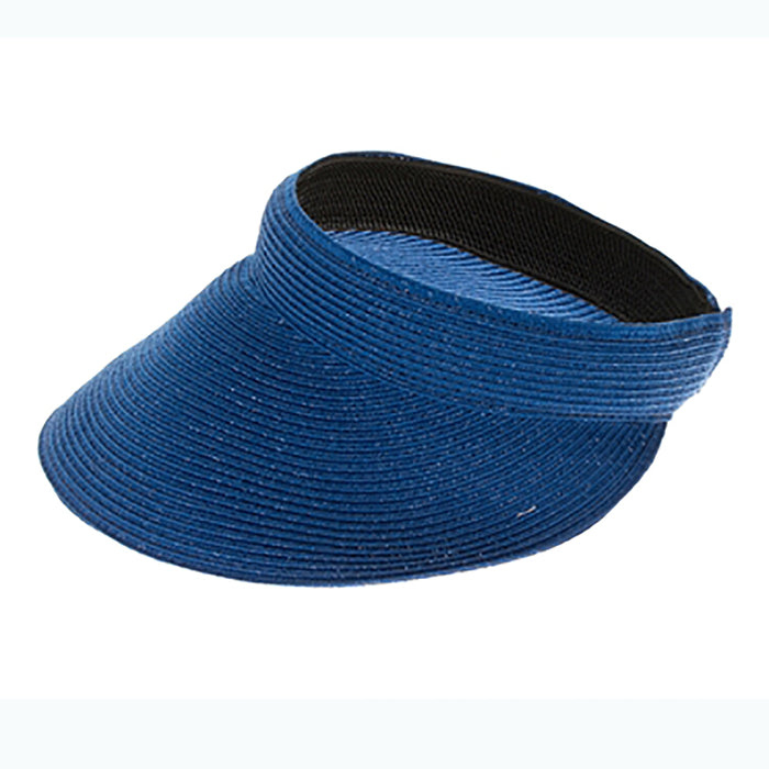Washable Straw Clip On Sun Visor Hat - Boardwalk Style Visor Cap Boardwalk Style Hats DA1987-BLU Blue Medium (57 cm)