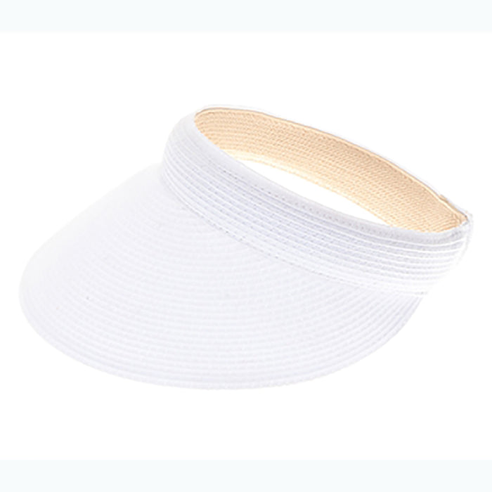 Washable Straw Clip On Sun Visor Hat - Boardwalk Style Visor Cap Boardwalk Style Hats DA1987-WHT White Medium (57 cm)