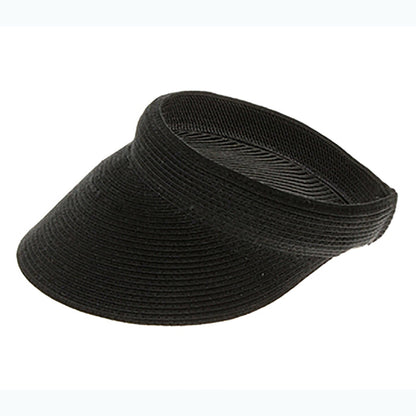 Washable Straw Clip On Sun Visor Hat - Boardwalk Style Visor Cap Boardwalk Style Hats DA1987-BLK Black Medium (57 cm)