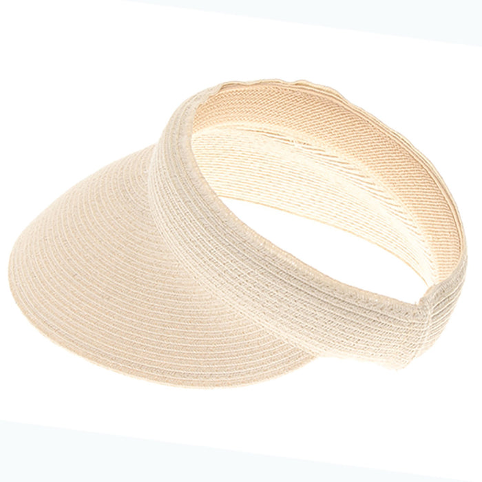 Washable Straw Clip On Sun Visor Hat - Boardwalk Style Visor Cap Boardwalk Style Hats DA1987-BGE Beige Medium (57 cm)