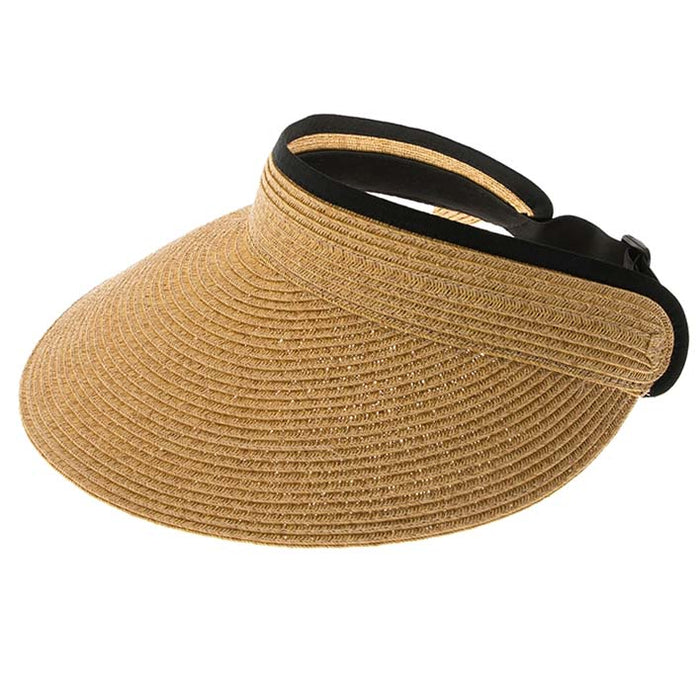 Wide Bill Straw Sun Visor with Slide Adjuster, Fits S-XL Sizes - Boardwalk Style Visor Cap Boardwalk Style Hats DA1363-NAT Natural