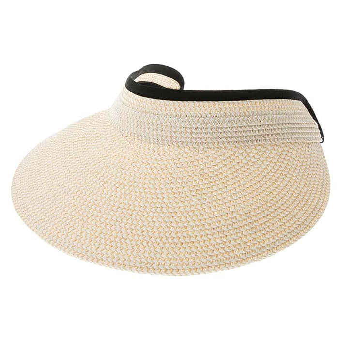 Wide Bill Straw Sun Visor with Slide Adjuster, Fits S-XL Sizes - Boardwalk Style Visor Cap Boardwalk Style Hats