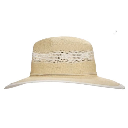 Wide Brim Bangkok Straw Sun Hat with White Trim - Sun'N'Sand Hats Safari Hat Sun N Sand Hats