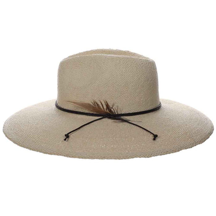 Wide Brim Bangkok Toyo Sun Hat with Side Feather - Scala Hats Safari Hat Scala Hats LT240-NAT Natural OS