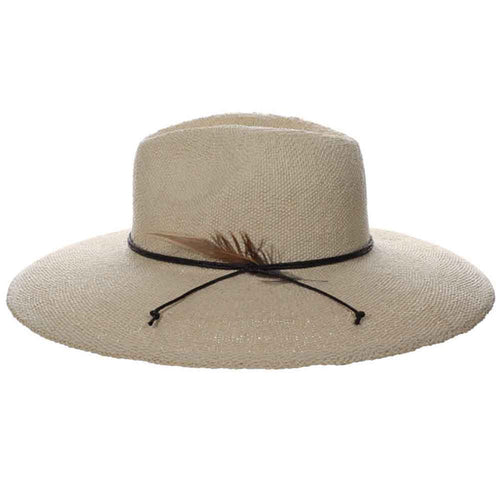 Wide Brim Bangkok Toyo Sun Hat with Side Feather - Scala Hats Safari Hat Scala Hats LT240-NAT Natural OS
