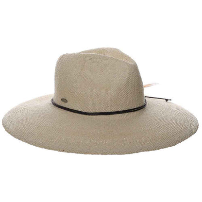 Wide Brim Bangkok Toyo Sun Hat with Side Feather - Scala Hats Safari Hat Scala Hats