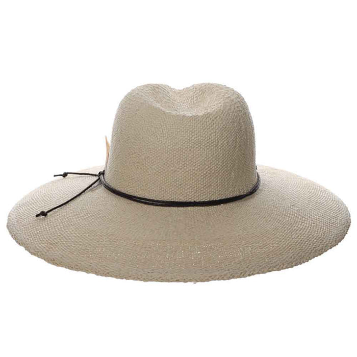 Wide Brim Bangkok Toyo Sun Hat with Side Feather - Scala Hats Safari Hat Scala Hats