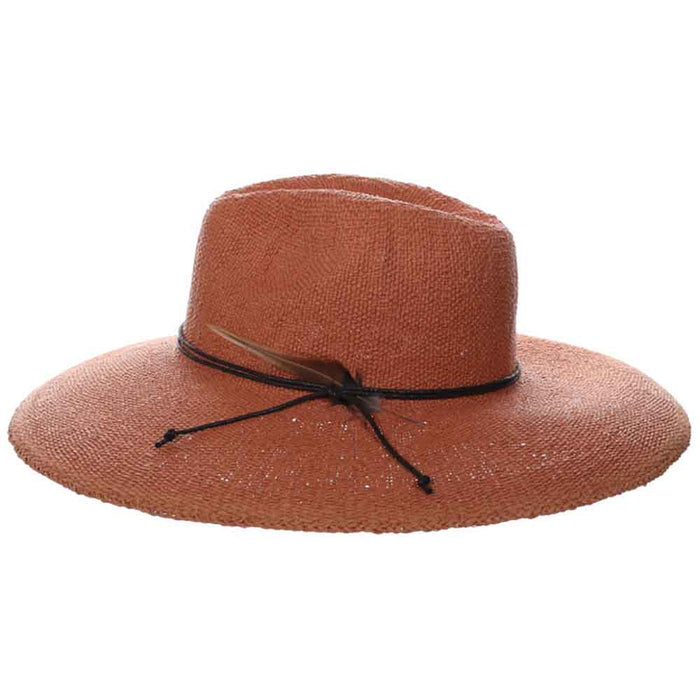 Wide Brim Bangkok Toyo Sun Hat with Side Feather - Scala Hats Safari Hat Scala Hats