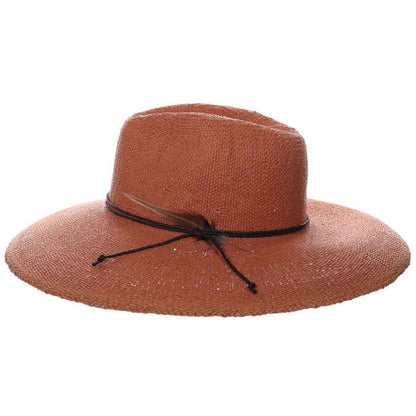 Wide Brim Bangkok Toyo Sun Hat with Side Feather - Scala Hats Safari Hat Scala Hats