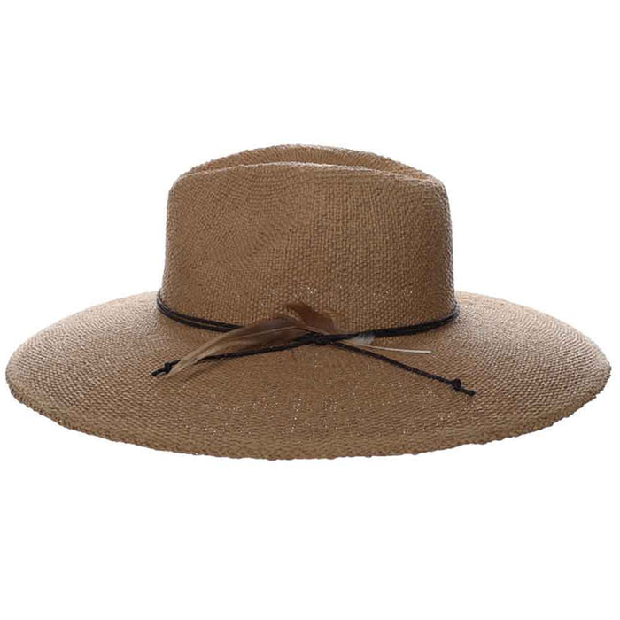 Wide Brim Bangkok Toyo Sun Hat with Side Feather - Scala Hats Safari Hat Scala Hats