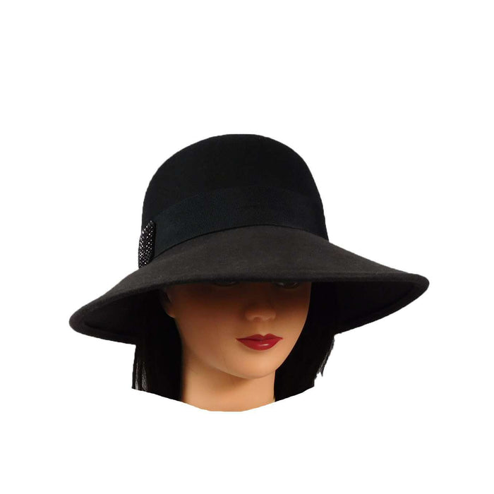 Wide Brim Cloche Style Hat - Scala Collection Hats Cloche Scala Hats