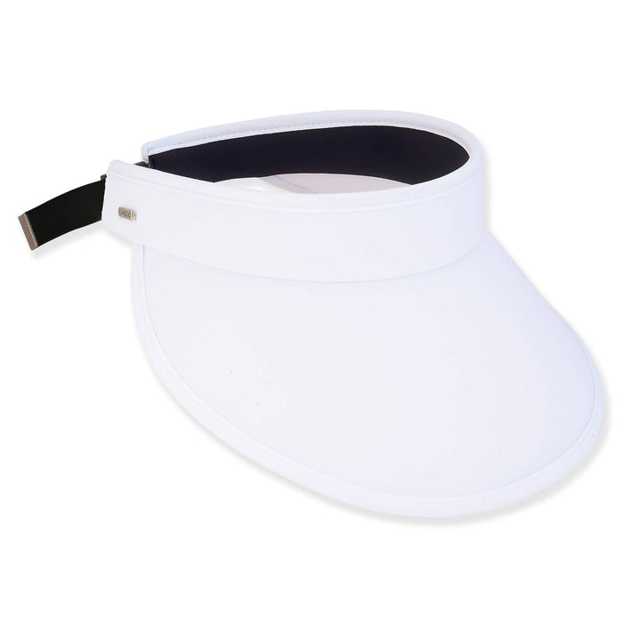 Wide Brim Spandex Sun Visor with Buckle Closure - Sun 'N' Sand Hats Visor Cap Sun N Sand Hats HH3155A White OS