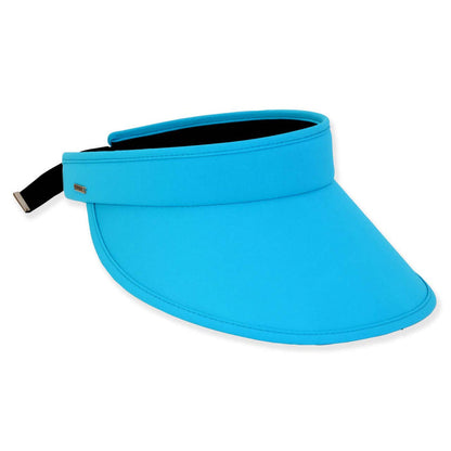 Wide Brim Spandex Sun Visor with Buckle Closure - Sun 'N' Sand Hats Visor Cap Sun N Sand Hats HH3155E Blue OS
