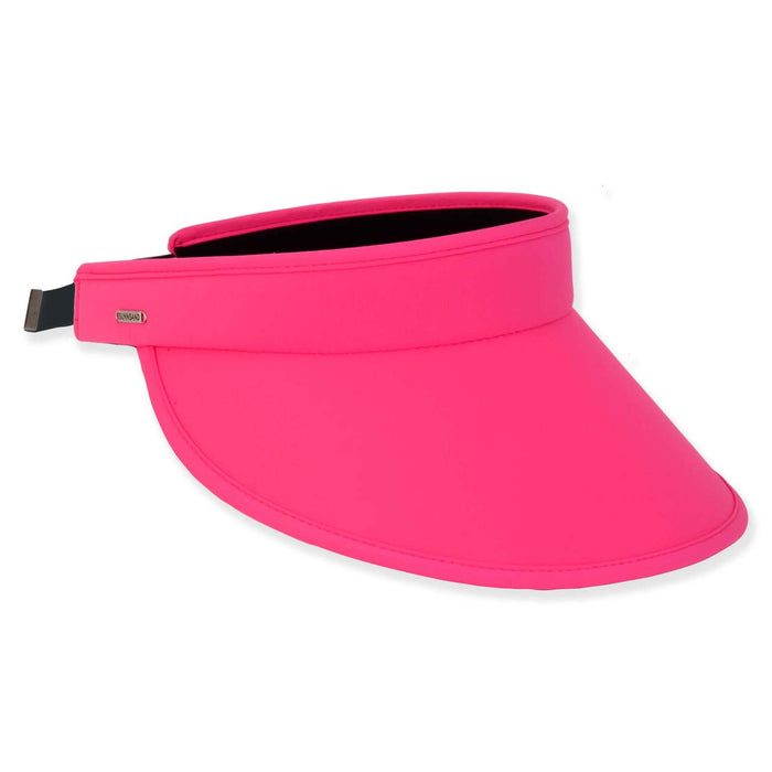 Wide Brim Spandex Sun Visor with Buckle Closure - Sun 'N' Sand Hats Visor Cap Sun N Sand Hats HH3155D Hot Pink OS