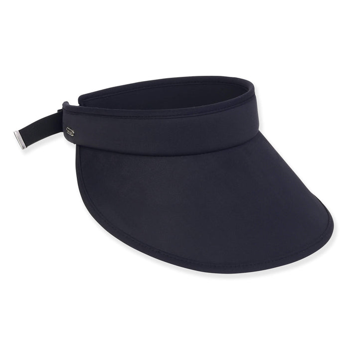 Wide Brim Spandex Sun Visor with Buckle Closure - Sun 'N' Sand Hats Visor Cap Sun N Sand Hats HH3155F Black OS