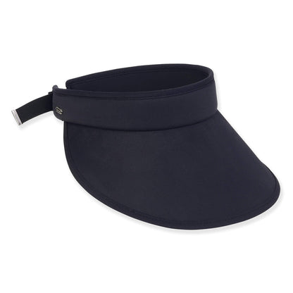 Wide Brim Spandex Sun Visor with Buckle Closure - Sun 'N' Sand Hats Visor Cap Sun N Sand Hats HH3155F Black OS