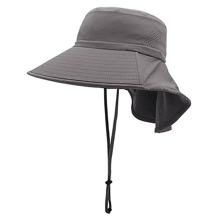 Wide Brim Sun Hat with Neck Flap - Juniper UV Blocking Hats Cap MegaCI J7273-GREY Grey M/L