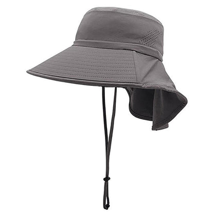 Wide Brim Sun Hat with Neck Flap - Juniper UV Blocking Hats Cap MegaCI J7273-GREY Grey M/L