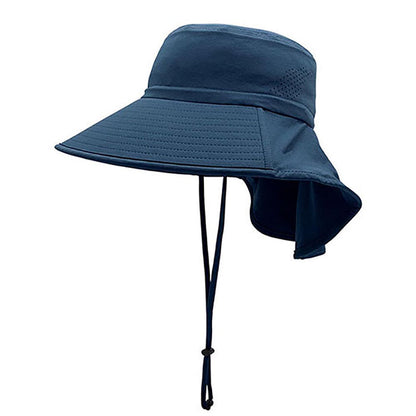 Wide Brim Sun Hat with Neck Flap - Juniper UV Blocking Hats Cap MegaCI J7273-BLUE Blue M/L