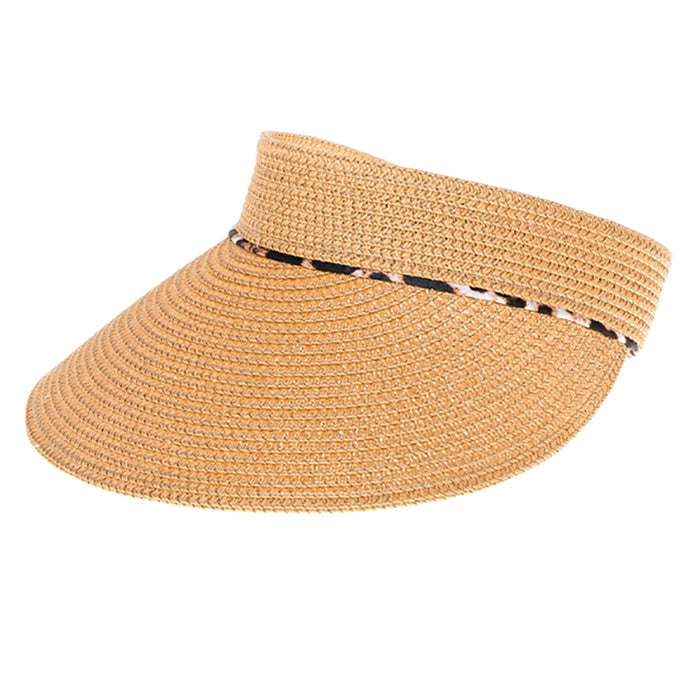 Wide Brim Sun Visor for Petite Heads - Boardwalk Style Visor Cap Boardwalk Style Hats DAK131 Tan