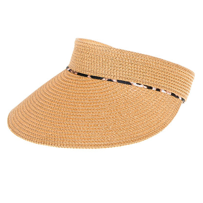 Wide Brim Sun Visor for Petite Heads - Boardwalk Style Visor Cap Boardwalk Style Hats DAK131 Tan