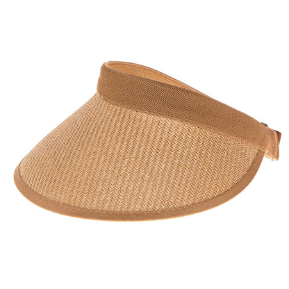 Wide Brim Sun Visor with Elasticized Strap Closure - Boardwalk Style Visor Cap Boardwalk Style Hats DA1966-TAN Tan OS