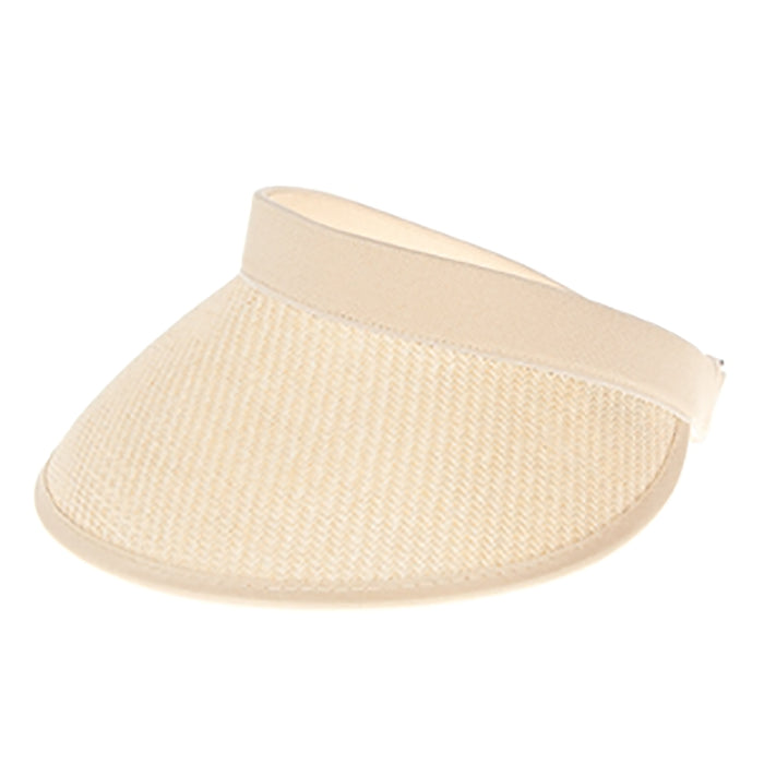 Wide Brim Sun Visor with Elasticized Strap Closure - Boardwalk Style Visor Cap Boardwalk Style Hats DA1966-NAT Natural OS