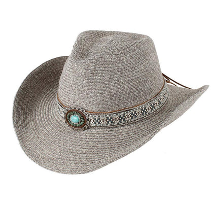 Women's Cowboy Hat with Turquoise Concho - Jeanne Simmons Hats Cowboy Hat Jeanne Simmons Accessories JS1355-GY Grey