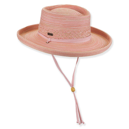 Women's Lightweight Gambler Hat with Chin Cord - Sun 'N' Sand Hats Gambler Hat Sun N Sand Hats HH3581A Coral L (58 cm)