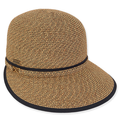Women's Straw Brim Cap with Infinity Loop - Sun 'N' Sand Hats Facesaver Hat Sun N Sand Hats HH3100B Black Tweed OS