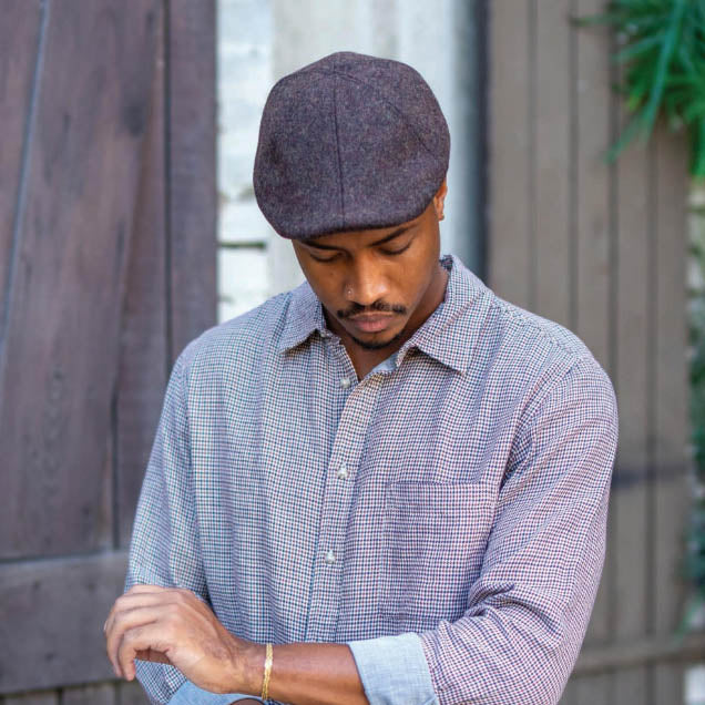 Wool-Blend Tweed Duckbill Cap - Dorfman Pacific Hats Flat Cap Dorfman Hat Co.