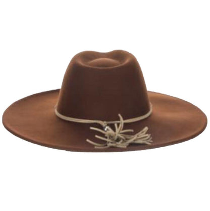 Wool Felt Flat Brim Hat with Tribal Beaded Band - Scala Hats Safari Hat Scala Hats