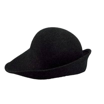 Wool Felt Hat with Shapeable Brim - Scala Hats Cloche Scala Hats LF10BB Charcoal