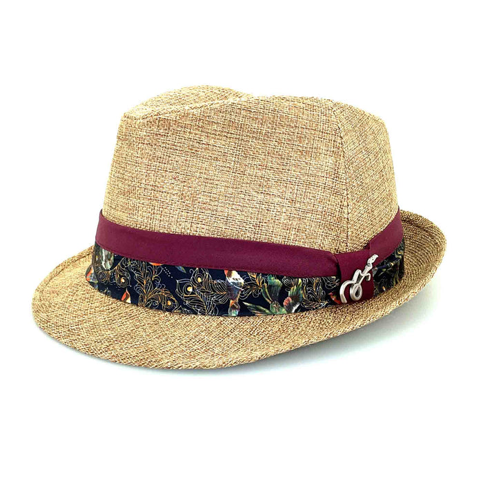 Woven Hemp Fedora Hat with Guitar Pin - Carlos Santana Hats Fedora Hat Santana Hats SAN392 Natural X-Large