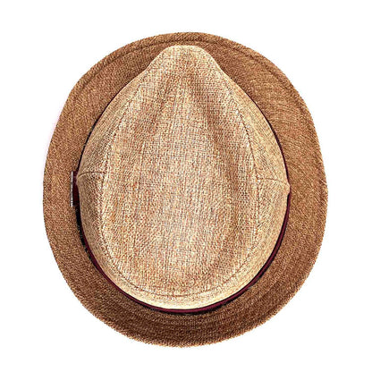 Woven Hemp Fedora Hat with Guitar Pin - Carlos Santana Hats Fedora Hat Santana Hats
