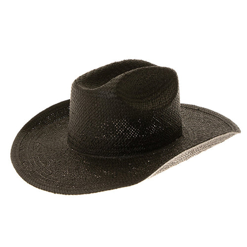Woven Toyo Straw Cowboy Hat for Hat Bar Tailoring - Boardwalk Hats Cowboy Hat Boardwalk Style Hats DA1347-BLK Black OS