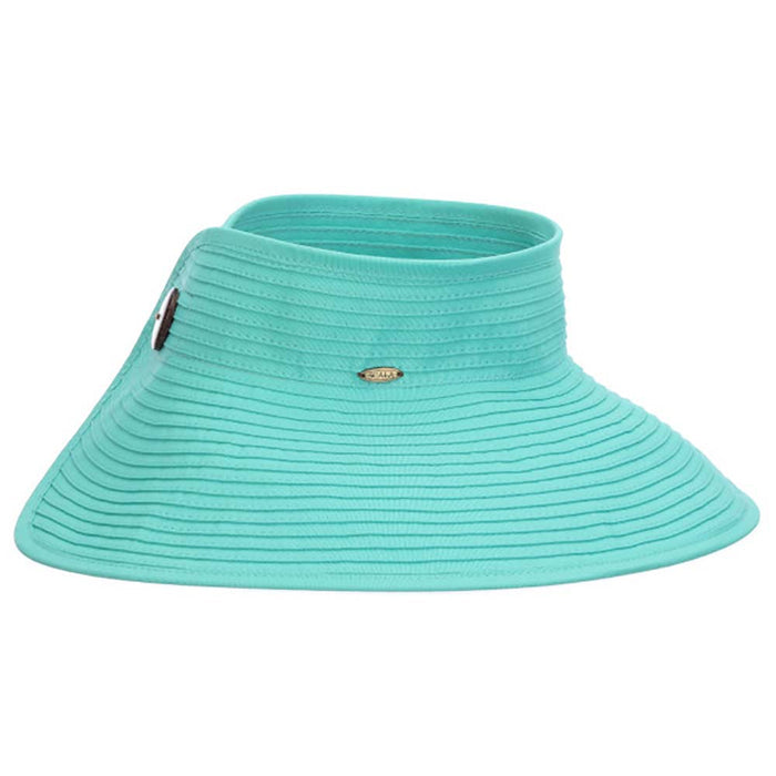 Wrap-Around Fabric Sun Visor Hat - Scala Hats Visor Cap Scala Hats V252-AQUA Aqua OS