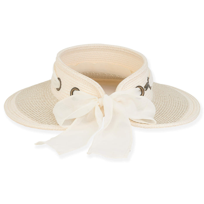 Wrap Around Visor Hat with Chiffon Scarf - Sun 'N' Sand Hats Visor Cap Sun N Sand Hats