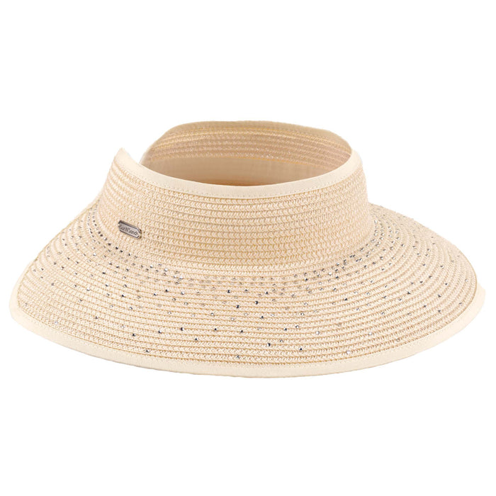 Wrap Around Visor Hat with Rhinestones for Small Heads - Sun 'N' Sand Visor Cap Sun N Sand Hats HH3554A Ivory Small